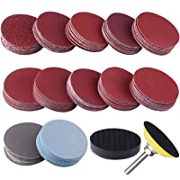 SIQUK 120 Piezas Discos de Lijado de 50mm Discos Hook and Loop Grano 60 80 120 180 240 400 600 800 1000 1200 2000 3000
